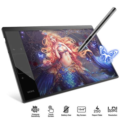 Buy VEIKK 10 x 6 Portable Art Graphic Digital Painting Tablet, Drawing ...