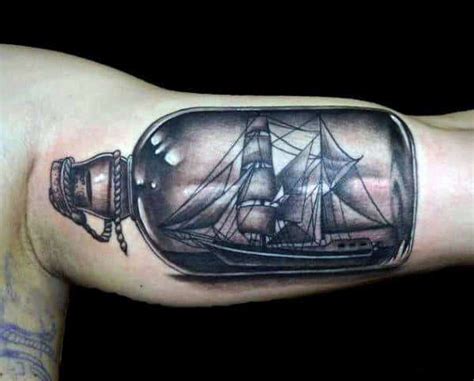 60 Ship In A Bottle Tattoo Designs For Men - Maritime Art Ideas