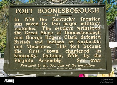 Historical Highway Marker at Fort Boonesborough Kentucky USA Stock Photo - Alamy