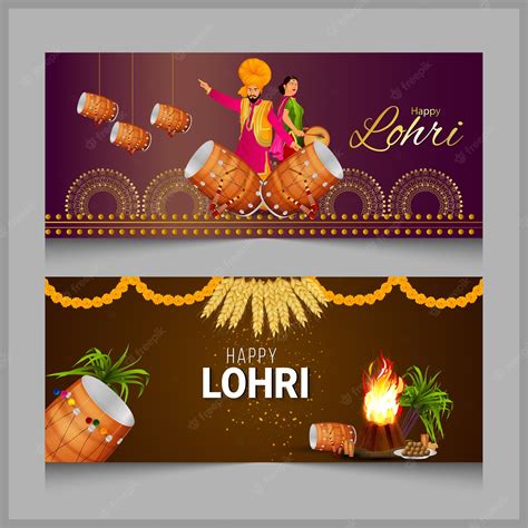 Premium Vector | Happy lohri celebration greeting card and background