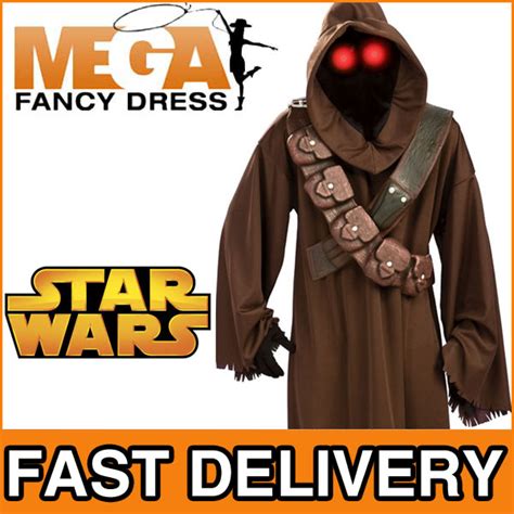 Jawa Star Wars Men's Fancy Dress Adult Halloween Costume Outfit + Light ...