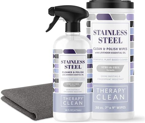 Amazon.com: Therapy Stainless Steel Cleaner Polish & Wipe Kit - Spray ...