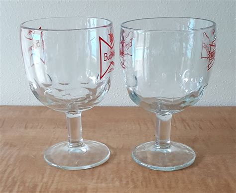 Budweiser Beer Glass Set of 2~Budweiser Schooner~Budweiser Chalice King of Beers Promotional ...