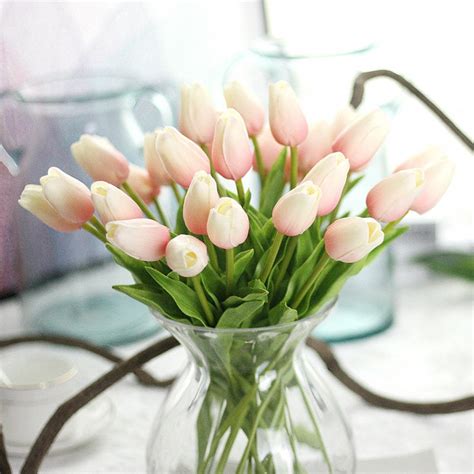 Light Pink Tulips PU Real Touch Tulip Bouquet Tulips - Etsy