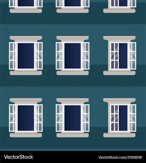 Windows outside blue building design Royalty Free Vector