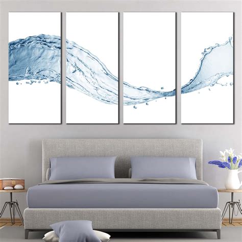 Abstract Water Canvas Wall Art, Wave Of Water Splash 4 Piece Canvas Pr – Dwallart