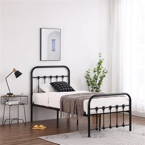 BaytoCare Metal Bed Frame Twin Size with Headboard and Footboard High Strength Support ...