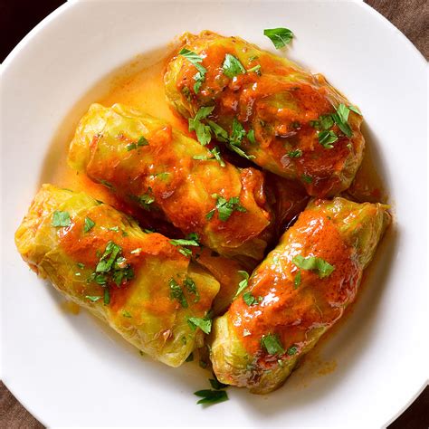 Gołąbki: Polish Stuffed Cabbage Rolls with Tomato Sauce