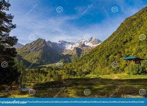 North Caucasus, High Mountains of Ossetia, Glacier in the Mountains ...