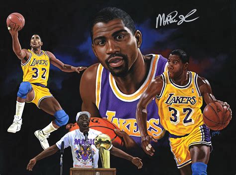 Picture Man Magic Johnson Lakers Sport Negroid Basketball Ball