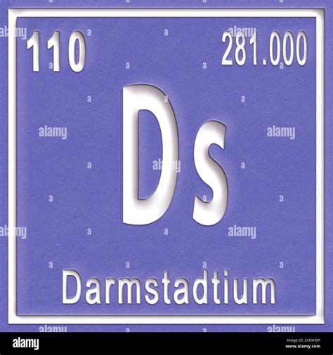 Darmstadtium chemical element, Sign with atomic number and atomic weight, Periodic Table Element ...