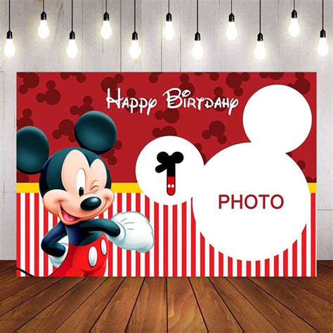 Disney Hot Cartoon Red Mickey Mouse Party Photo Background Minnie Mouse Colorful Wallpaper Happy ...