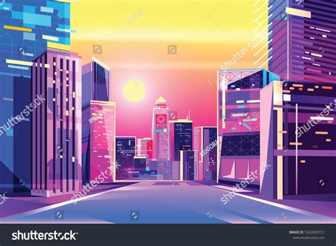 Lovely City Morning Dawn On Street Stock Vector (Royalty Free ...