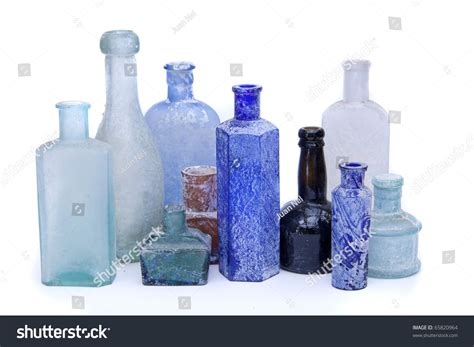 Old Antique Glass Bottles Different Colours Stock Photo 65820964 ...