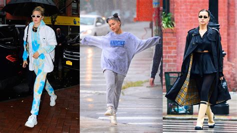 10 Practical Rainy-Day Outfits to Steal From Celebrities in 2021 | Glamour