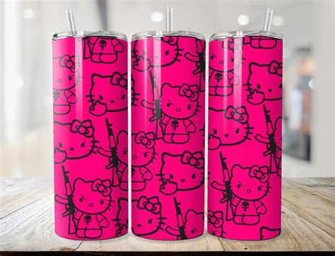 20oz Hello Cat Tumbler Wrap PNG, Kitty, Kawaii, Digital Download, Instant Download, Skinny ...