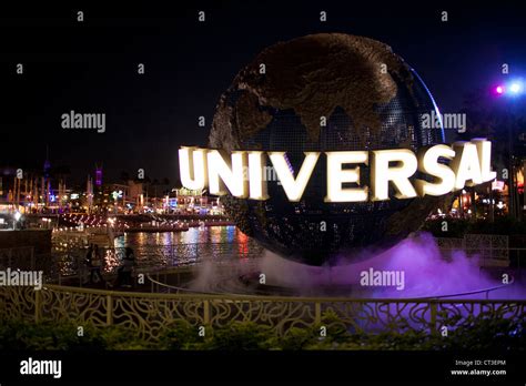 Universal Studios globe and logo at night in Orlando, Florida, USA Stock Photo - Alamy