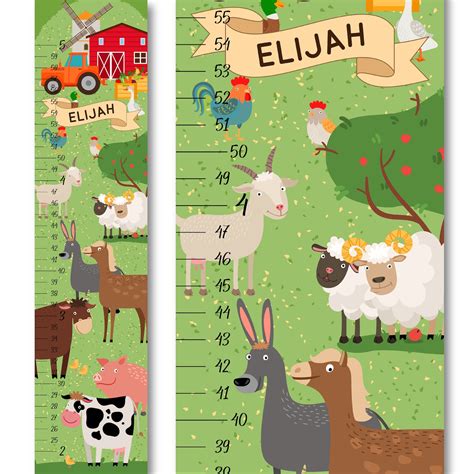 Farm Animals Growth Chart Personalized Height Chart Nursery | Etsy