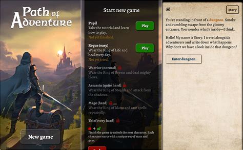 Path of Adventure Game Reviews - Text Adventure Medieval RPG