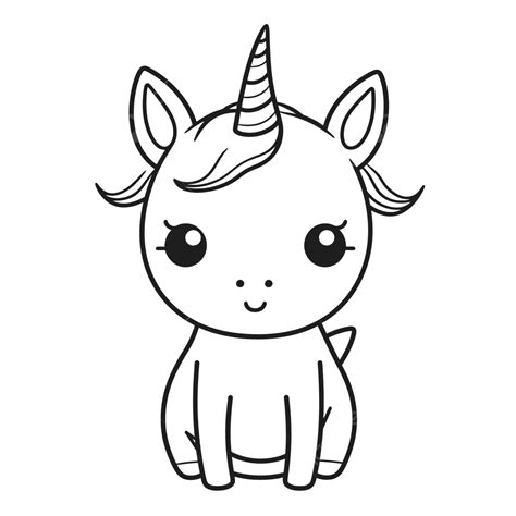 Cute Cute Unicorn Coloring Page Outline Sketch Drawing Vector, Cute Unicorn Drawing, Cute ...