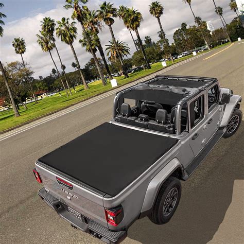 Jeep Gladiator Sunshade JT (2018-Current) 4 Door Top Sun Shade Front a – Shadeidea