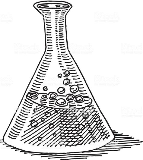 Hand-drawn vector sketch of a Erlenmeyer Flask Laboratory Equipment.... | Erlenmeyer flask ...