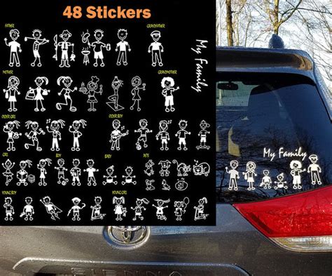 48 Stick Figures Full Collection Package My Family Car Window Decal St ...