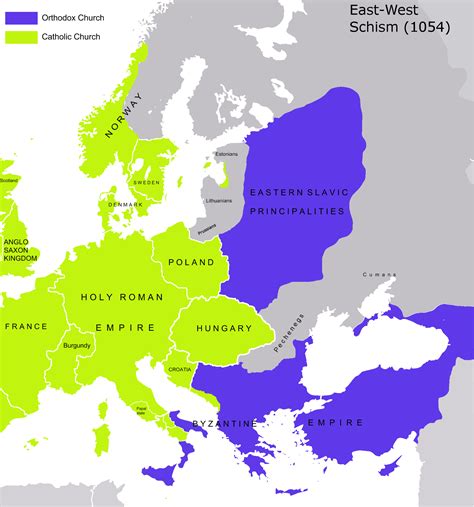 Map of the Great Schism (1054). | Eastern Catholicism | Pinterest ...