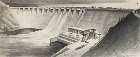 Hugh Ferriss - Original Architectural Illustration of a Dam by Hugh Ferriss, 1942 at 1stDibs ...