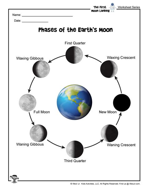 Moon Phases in Order Reference Worksheet | Woo! Jr. Kids Activities : Children's Publishing