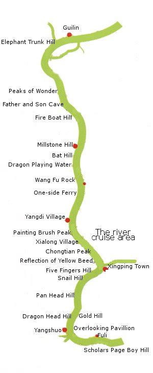 Li River Cruise Maps - China Trekking Guide, Route, Map, Photo