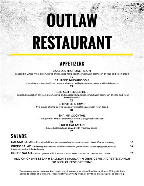 Menu_Draft | Outlaw Restaurant