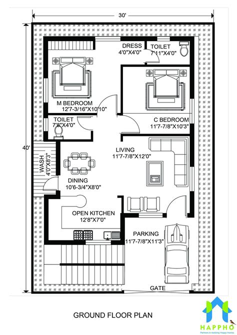 Ground Floor 2 Bhk In 30x40 - Carpet Vidalondon