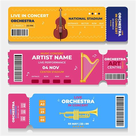 Set of Concert Ticket Template 6152871 Vector Art at Vecteezy