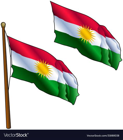 Waving kurdistan flag Royalty Free Vector Image