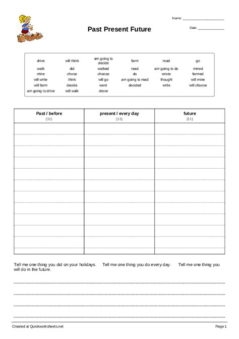 Past And Present Tense Worksheets - Worksheets For Kindergarten