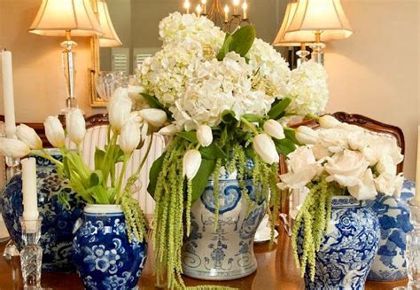 Blue and white Glass Vase, Blue And White, Table Decorations, Flowers ...