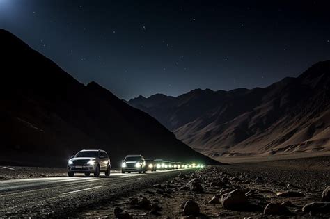 Premium AI Image | a desert highway under a clear night sky a line Ai generated