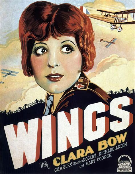 Movie poster for ''Wings'', with Clara Bow and Gary Cooper, 1927 Mixed ...