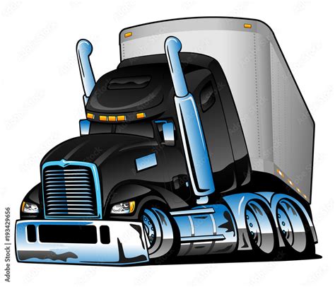 Semi-truck with Trailer Big Rig Cartoon Isolated Vector Illustration ...