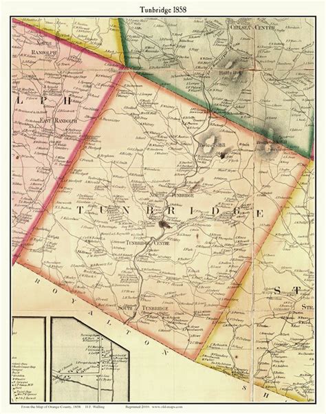 Tunbridge, Vermont 1858 Old Town Map Custom Print - Orange Co. - OLD MAPS