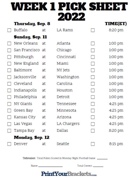 Nfl Schedule Printable Pdf 2023 - FreePrintable.me