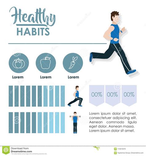 Healthy habits infographic stock vector. Illustration of information - 115910079