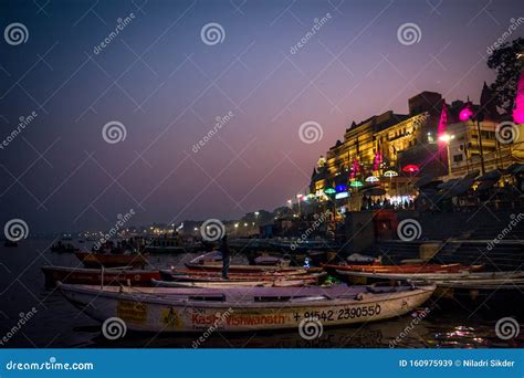 Evening View of Dashashwamedh Ghat Editorial Stock Image - Image of ...