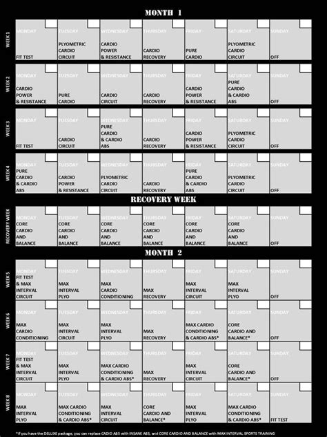 Insanity Calendar Printable