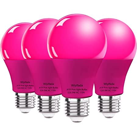 Explux Commercial-Grade LED A19 Pink Light Bulbs, Dimmable, 60W Equivalent, Direct LED Color ...