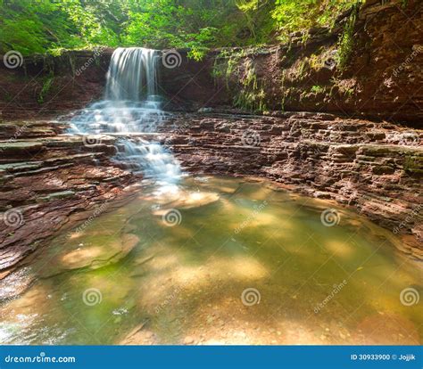 Tranquil Waterfall Scenery in the Forest Stock Photo - Image of ...