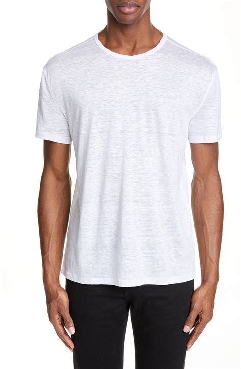 John Varvatos Slim Fit Linen Crewneck T-shirt In White | ModeSens ...