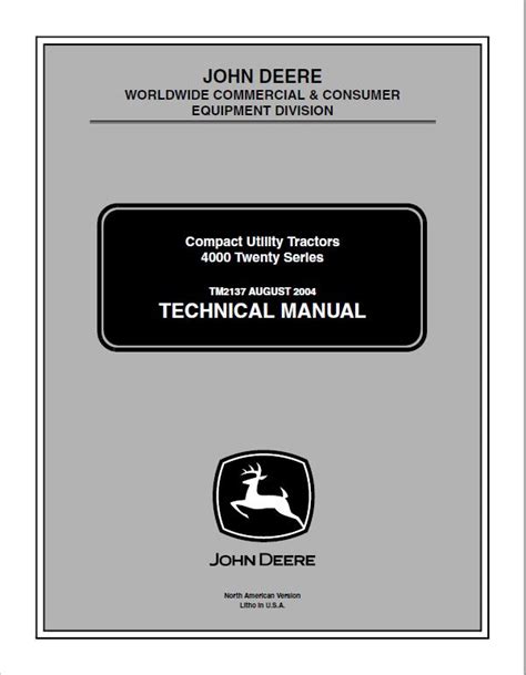 John Deere 4120, 4320, 4520, 4720 Compact Utility Tractors Technical Manual (Without Cab)