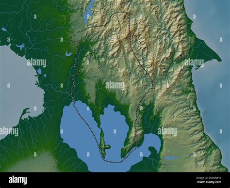 Rizal, province of Philippines. Colored elevation map with lakes and rivers Stock Photo - Alamy